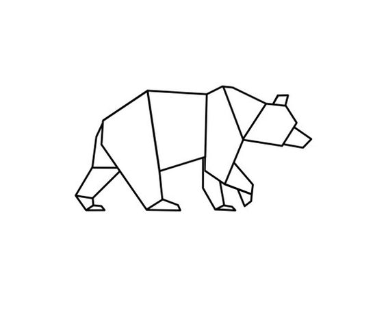 Simple outline geometric walking bear tattoo design