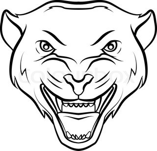 Simple outline gnarling panther muzzle tattoo design