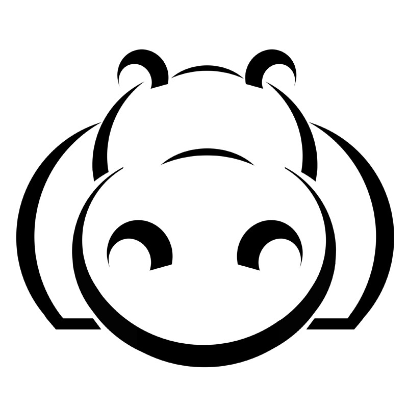 Simple outline hippo logo tattoo design