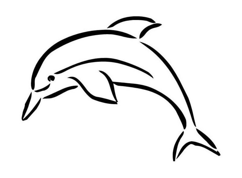 Simple outline jumping dolphin tattoo design