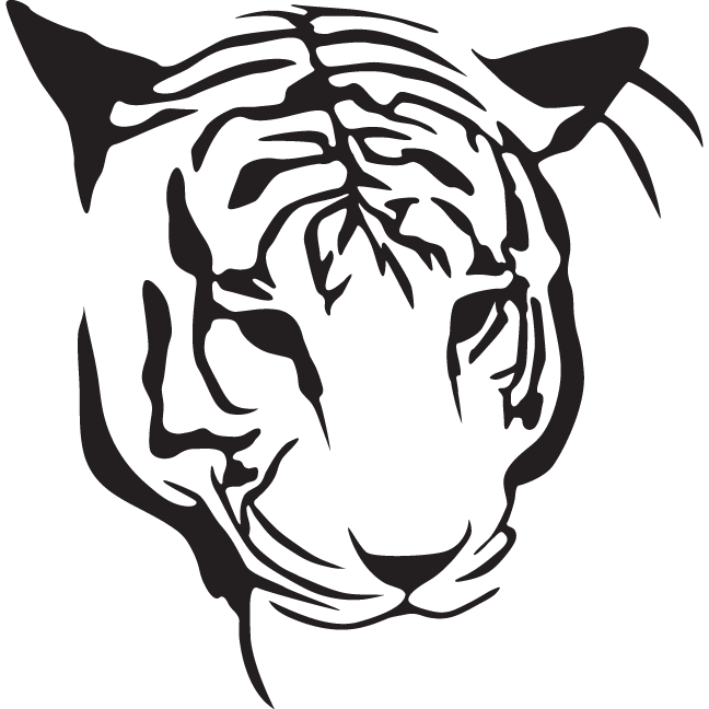 Simple outline tiger head tattoo design
