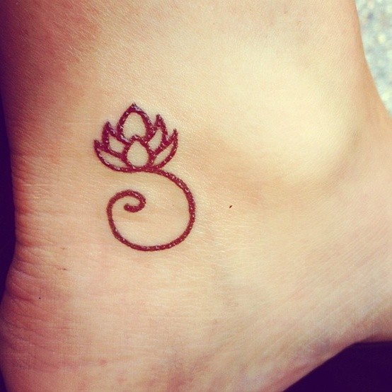 Simple small lotus flower tattoo on foot