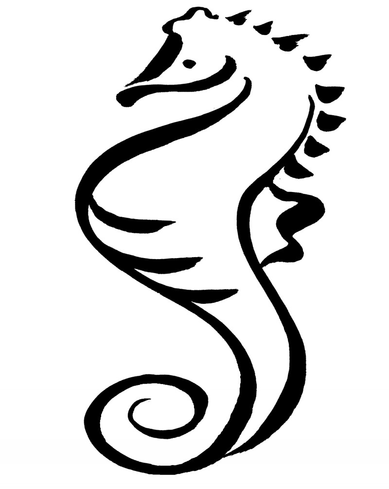 Simple thick outline seahorse silhouette tattoo design