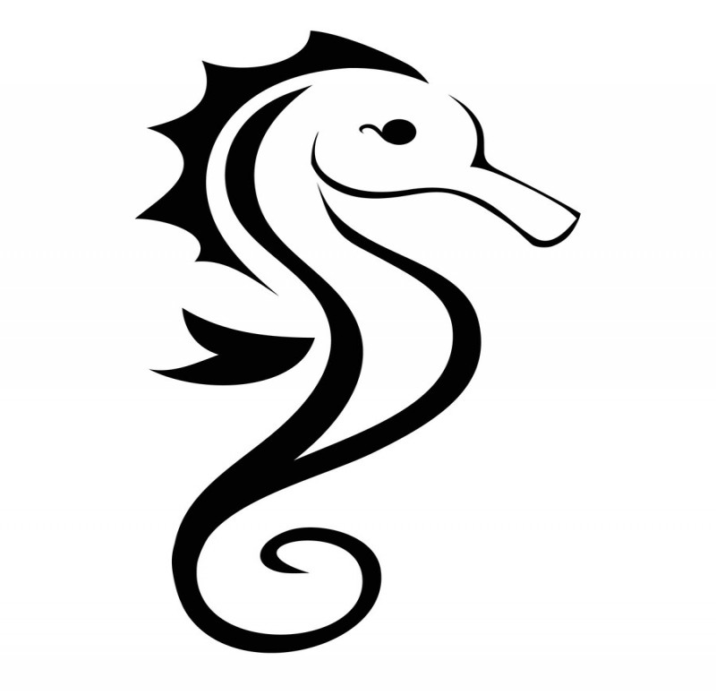 Simple tribal seahorse tattoo design