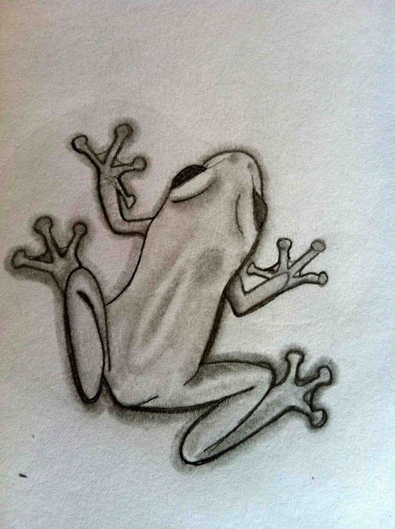 Single grey-body frog tattoo design