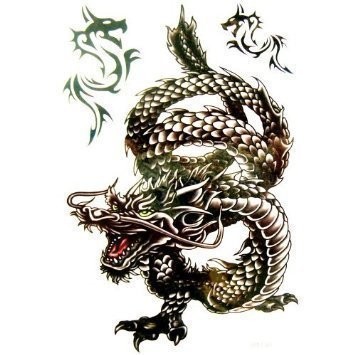 Sinister oriental dragon in color tattoo design