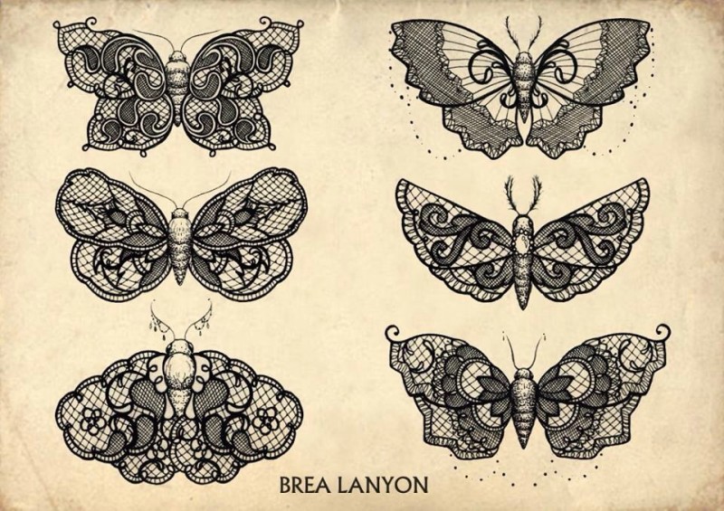 Six awesome lace moths tattoo design