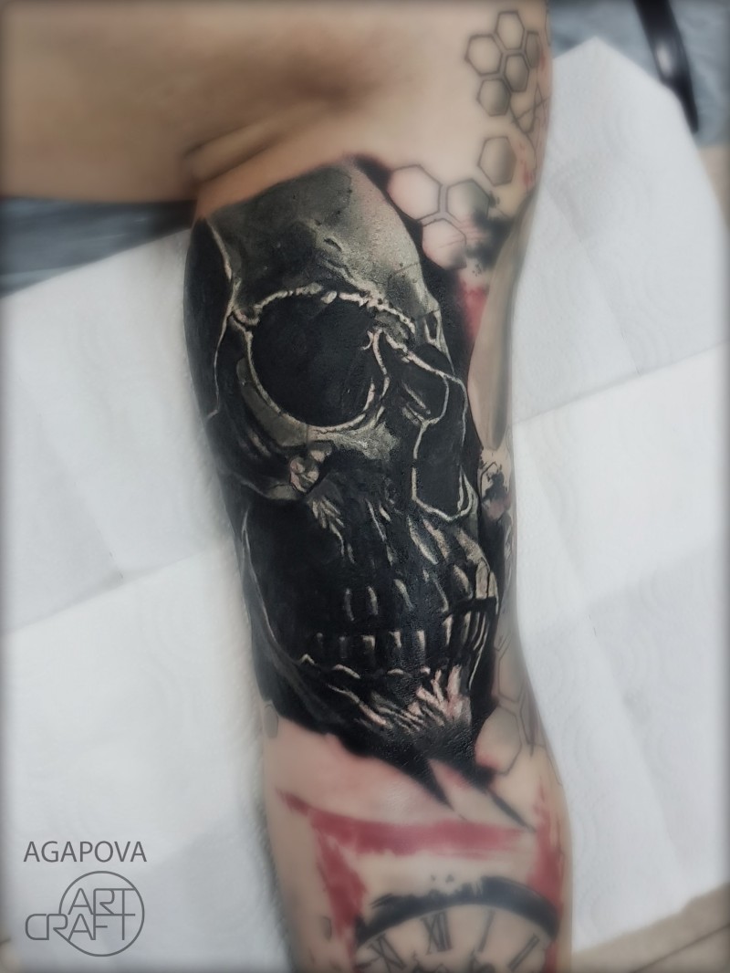 Skull tattoo on arm