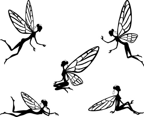 Smal thin fairies in different poses tattoo designs