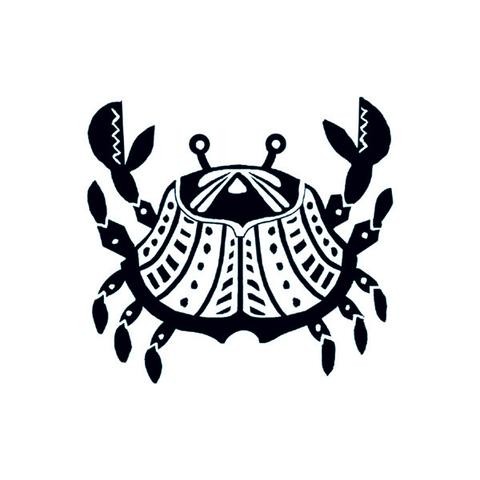 Small black-ink ornate crab tattoo design
