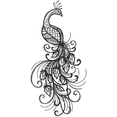 Small black-line peacock tattoo design