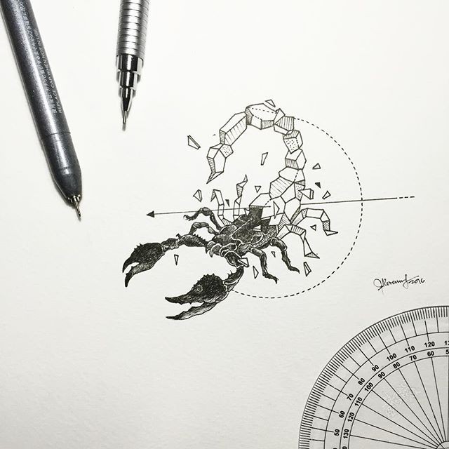 Small half-geometric scorpion tattoo design