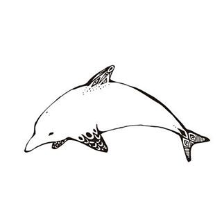 Small white dolphin with patterned flippers tattoo design