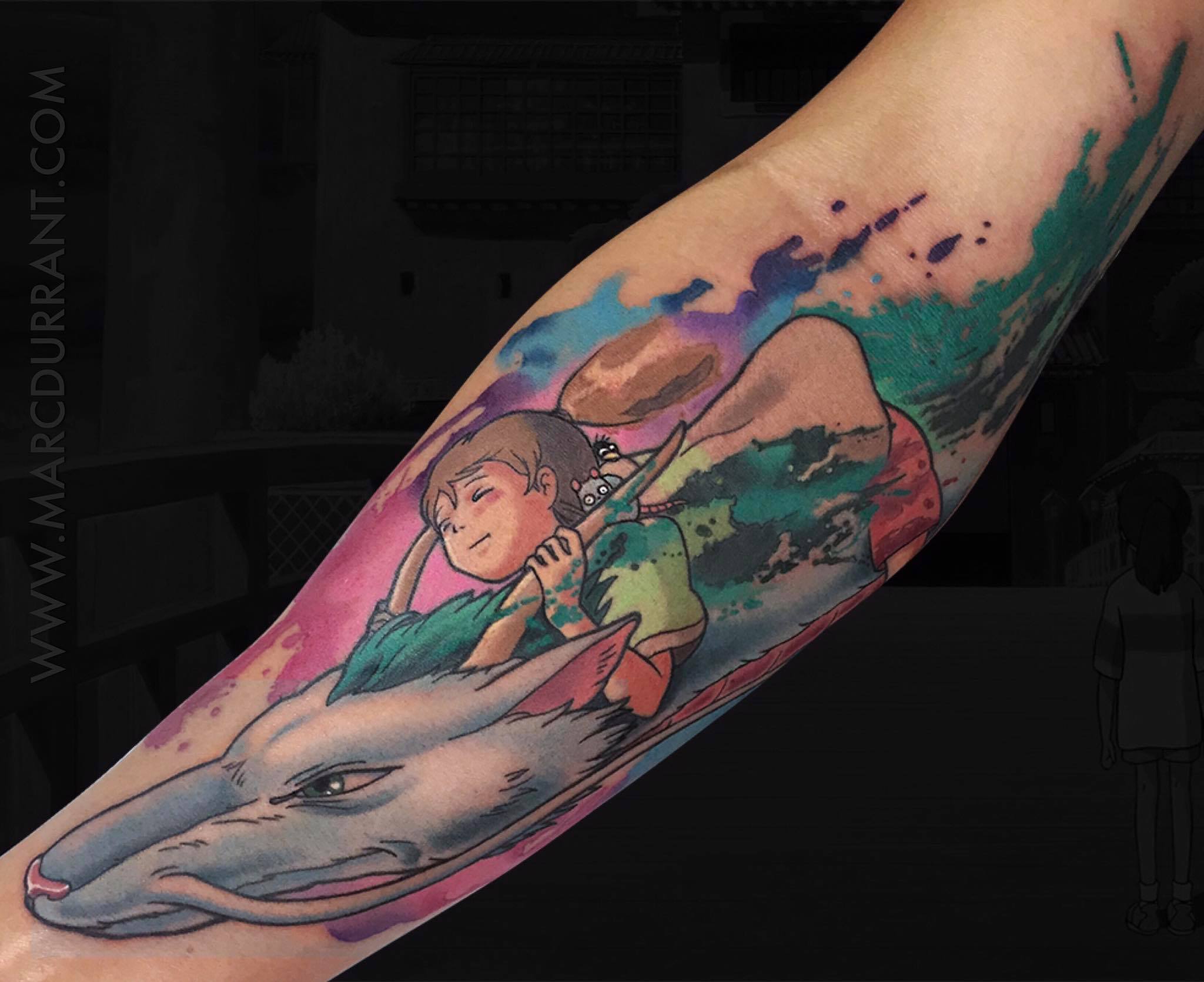 Spirited Away cartoon tattoo on forearm