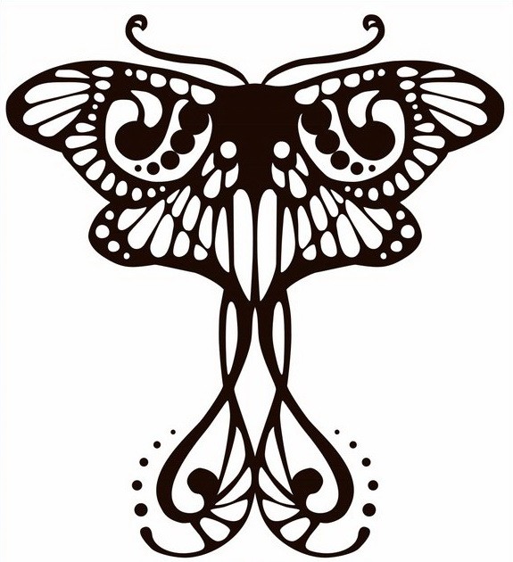 Splendid black outline moth tattoo design