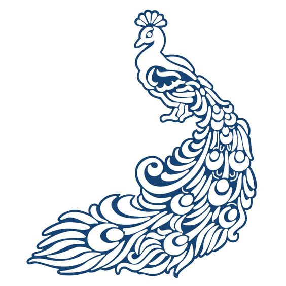 Splendid blue-ink peacock tattoo design