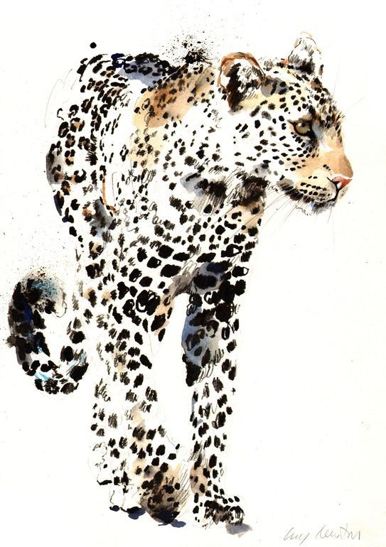 Splendid vivid brown watercolor jaguar tattoo design