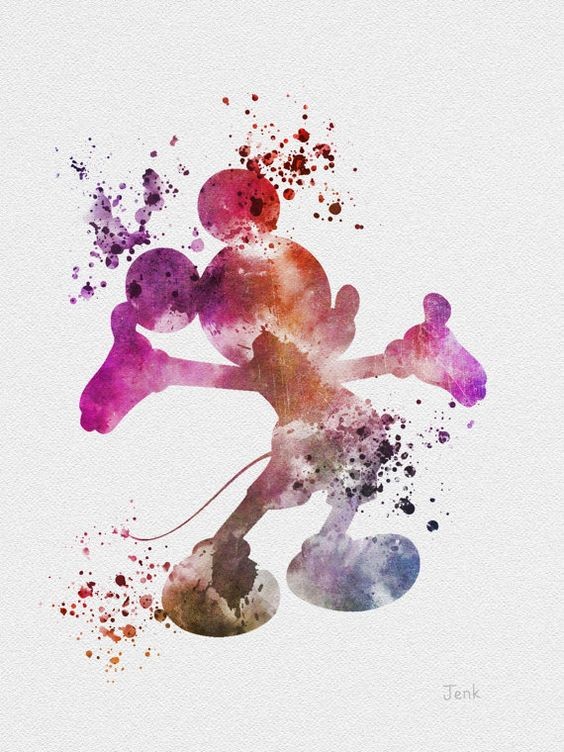 Splendid watercolor Mickey Mouse separating his hands tattoo design