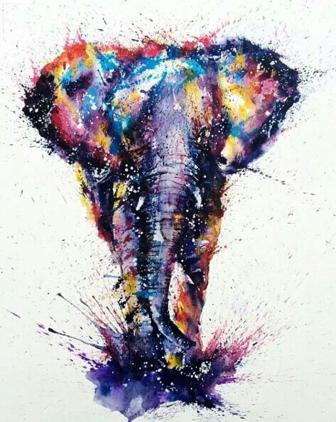 Splendid watercolor running elephant tattoo design