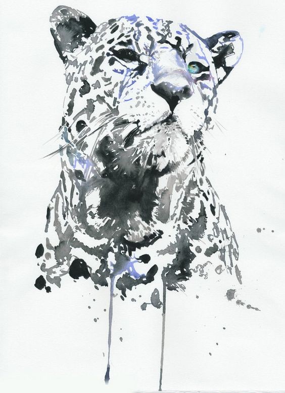 Splendid watercolor snow leopard tattoo design