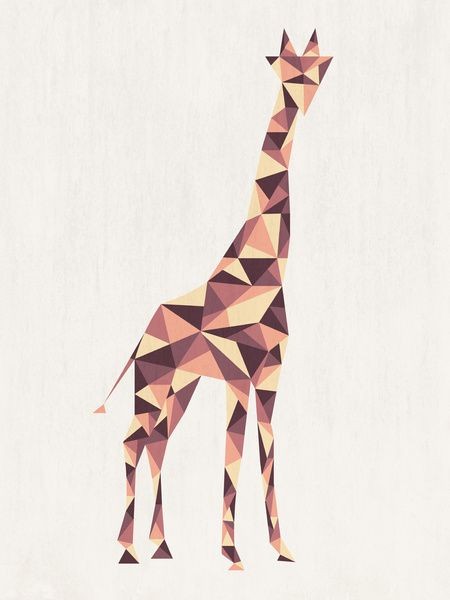 Standing geometric giraffe in brown colors tattoo design
