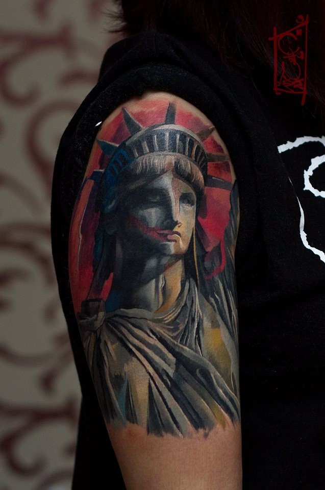 Statue Of Liberty tattoo on shoulder