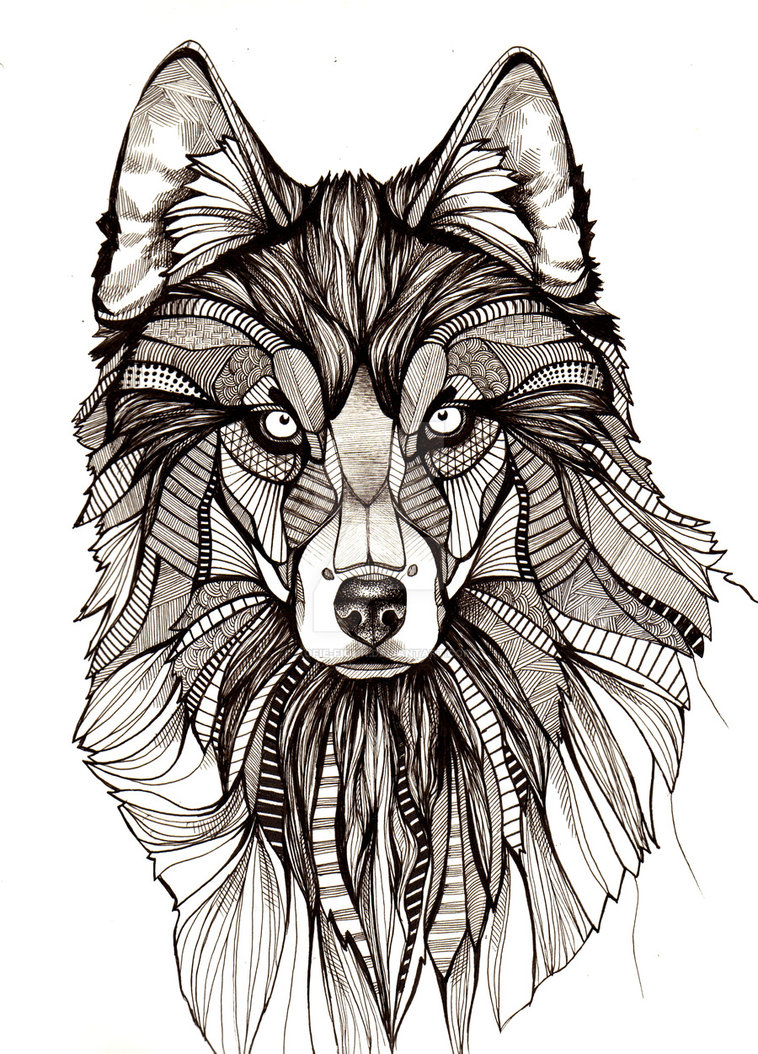 Strict original-designed wolf tattoo design by Aofie Fionn