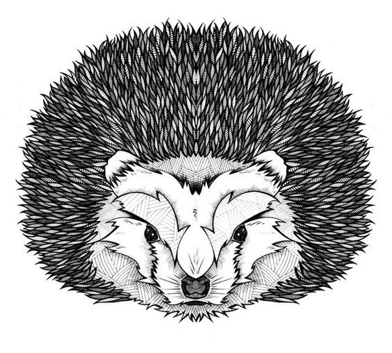Strikt geometric-patterned hedgehog tattoo design