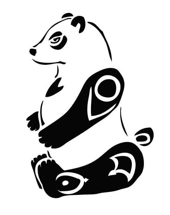Strikt sitting tribal panda bear tattoo design