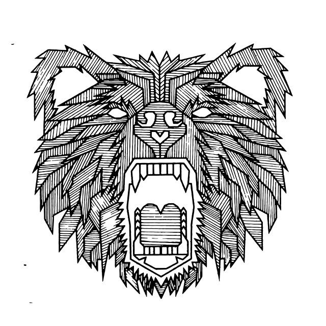 Stripe-patterned roaring bear tattoo design