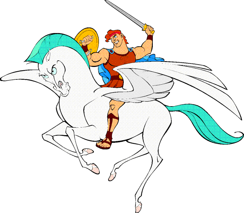 Hercules animados fortes no projeto do tattoo do horseback do pegasus