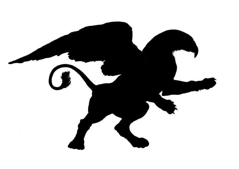 Strong black griffin silhouette tattoo design