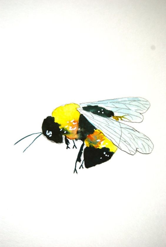 Strong colorful flying bee tattoo design