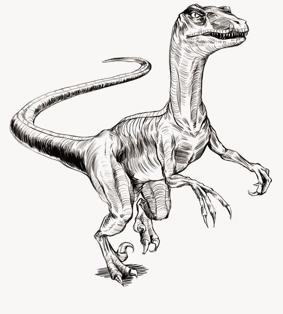 Strong grey-ink dinosaur attacking his prey tattoo design