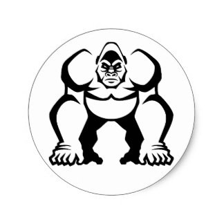 Strong outline gorilla emblem tattoo design