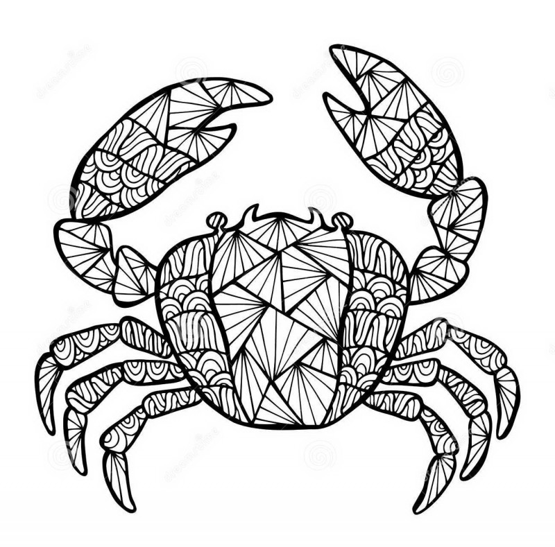 Stylized crab with geometric prints tattoo design