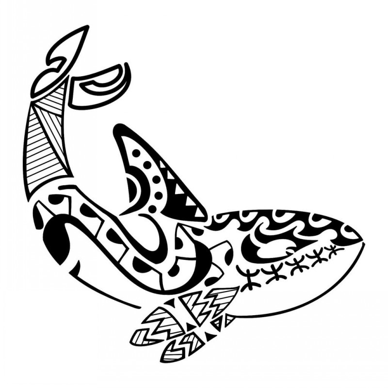 Super black-ink maori whale tattoo design
