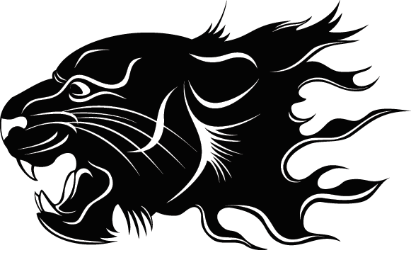 Super black flaming panther tattoo design