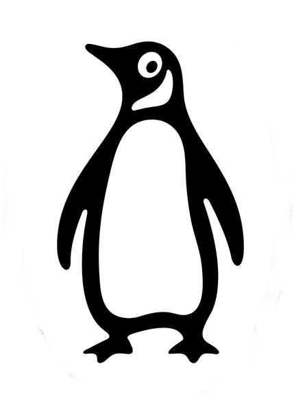 Super black outline penguin tattoo design