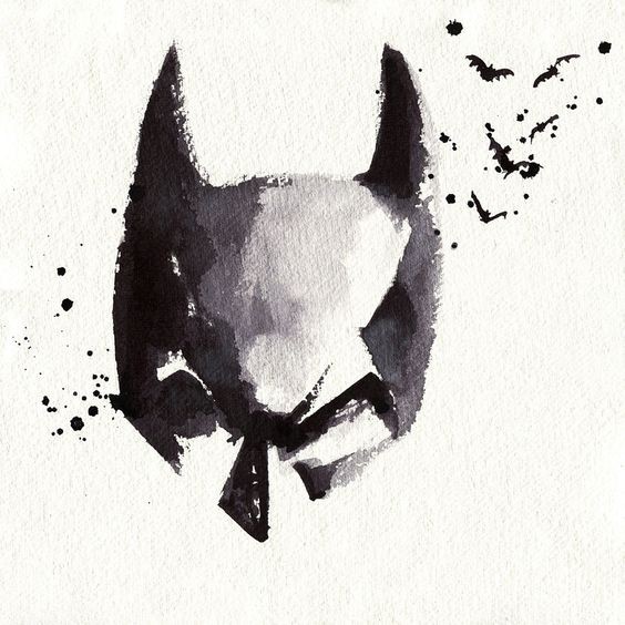 Super black watercolor batman mask tattoo design