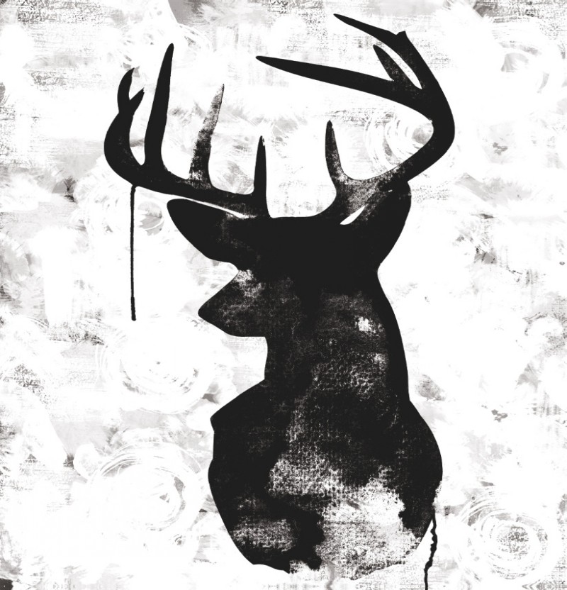 Super black watercolor deer tattoo design