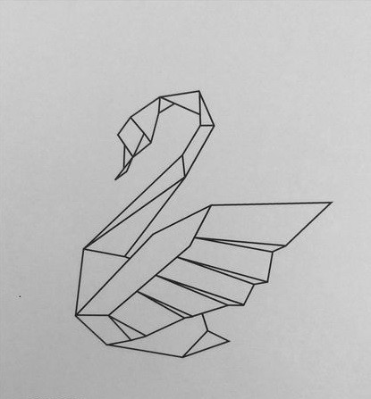 Super geometric-style swan tattoo design