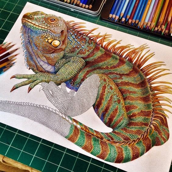 Super huge colorful chameleon tattoo design