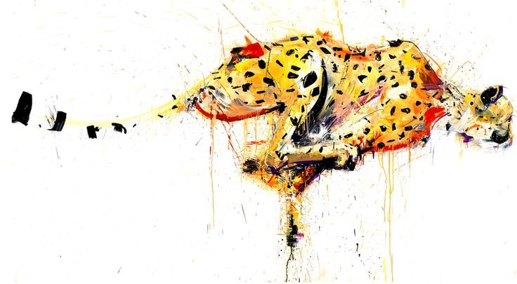 Super running brightly watercolor cheetah tattoo design