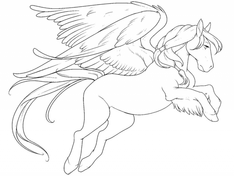 Superb lineart running pegasus tattoo design by Sapphira Page