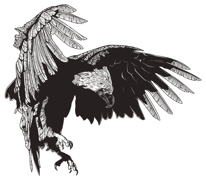 Superior black-and-white eagle tattoo design by Iamaxiom