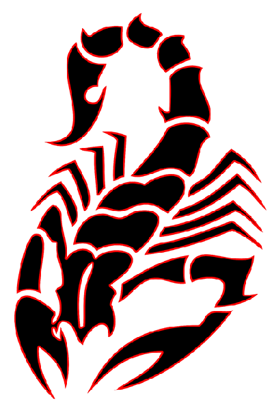 Superior black scorpion with red contour tattoo design