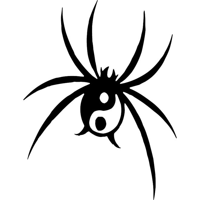 Superior black yin yang spider tattoo design