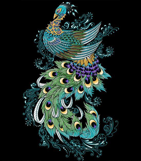 Superior colorful peacock bird tattoo design