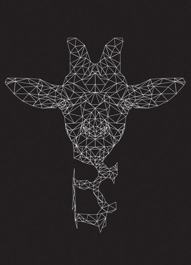 Superior white-ink geometric giraffe portrait tattoo design